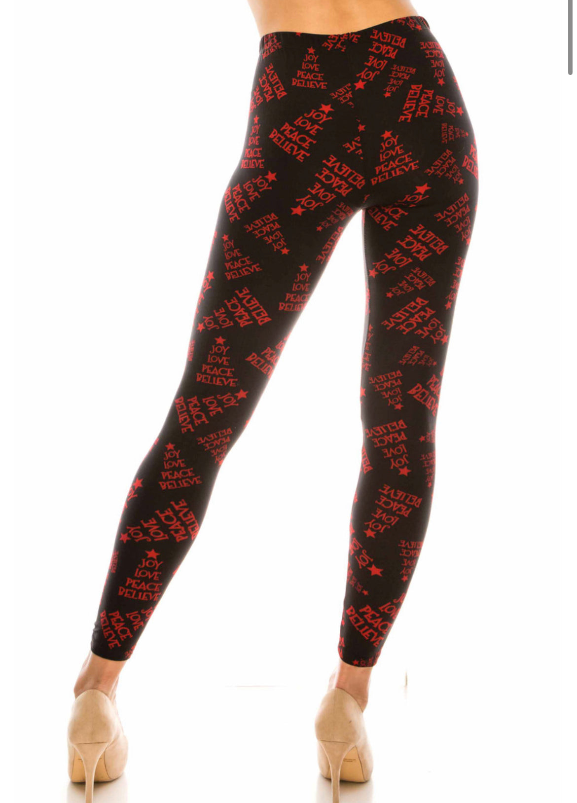 Buttery Soft Joy Love Peace Believe Holiday Leggings - Plus Size