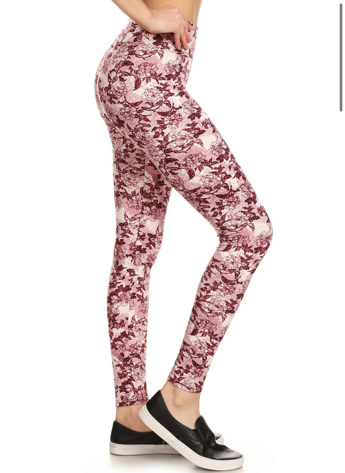 Premium Brushed High Waisted Rosetta Rose Sport Leggings - Medium