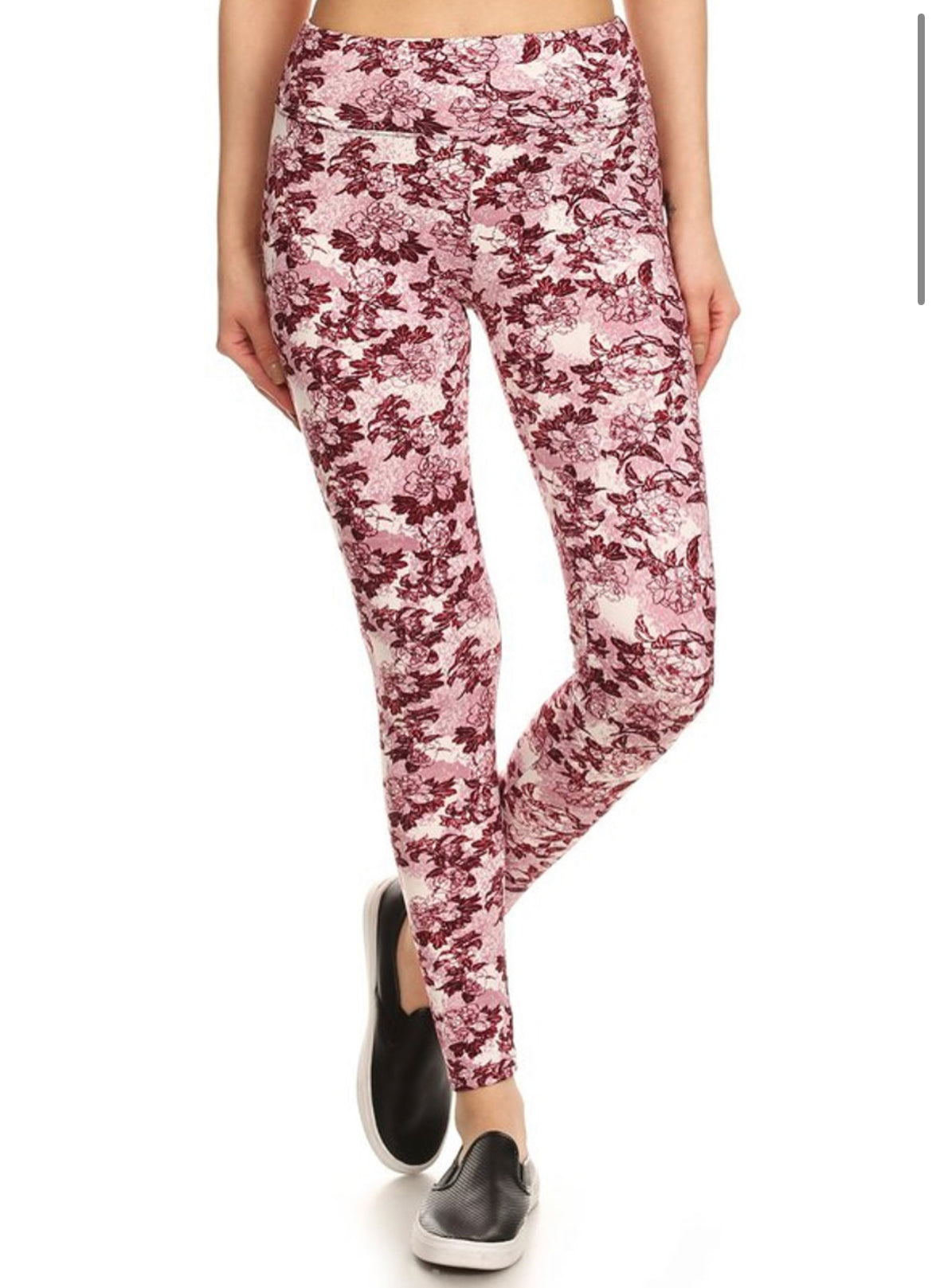 Premium Brushed High Waisted Rosetta Rose Sport Leggings - Medium