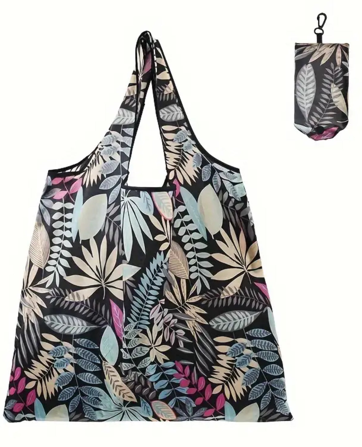 Tropical Reusable Tote Bag with Carrying Case.