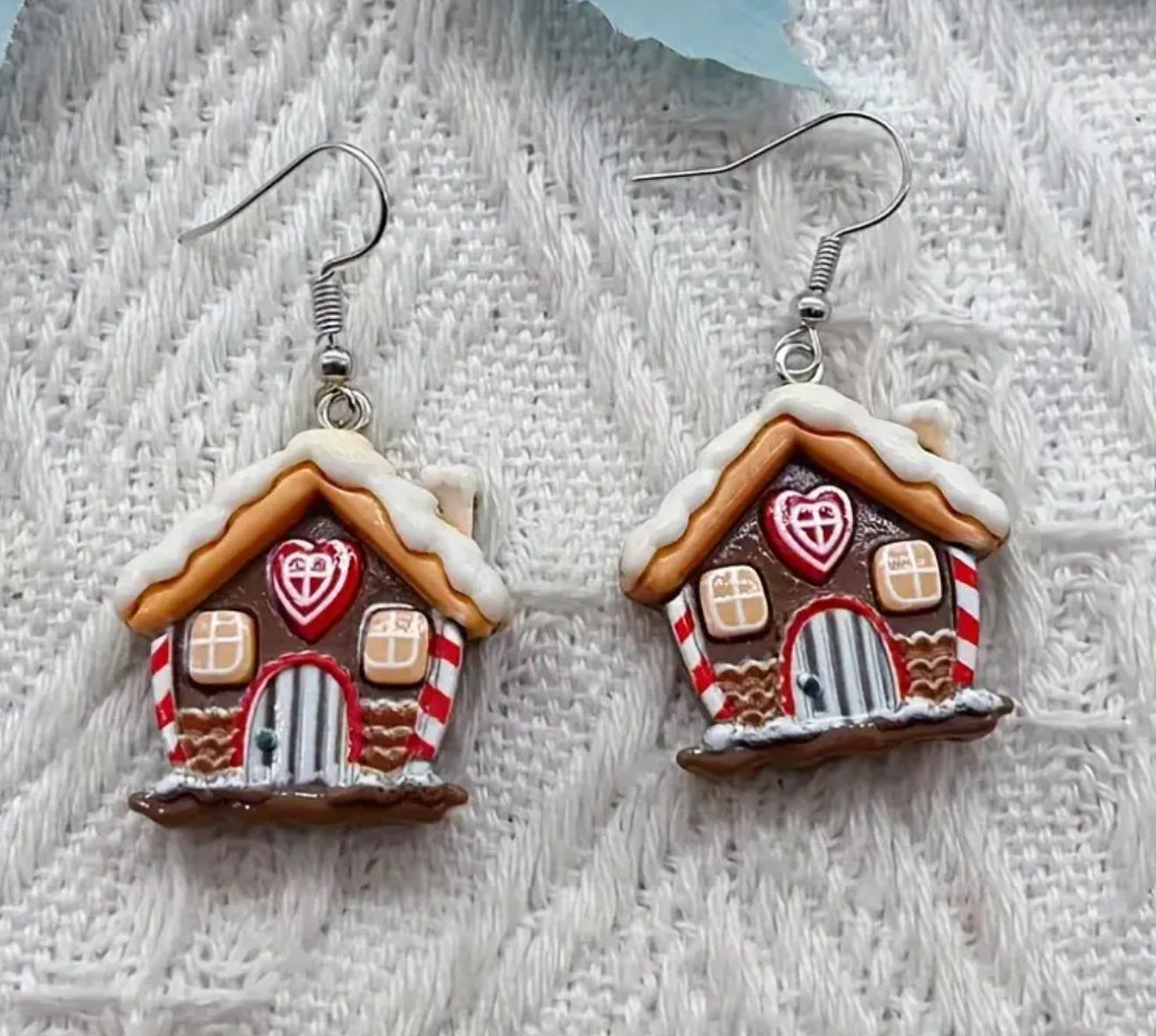 Christmas Gingerbread Resin Dangle Earrings