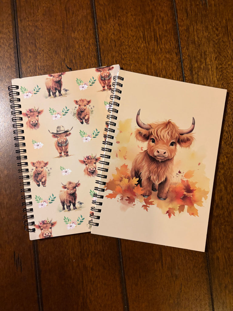 2 Pc Notebook Set Highland Cows