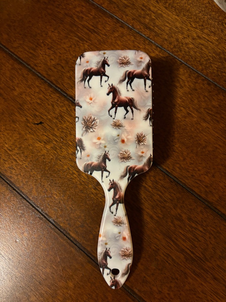 Horse With Flowers Hair Brush
