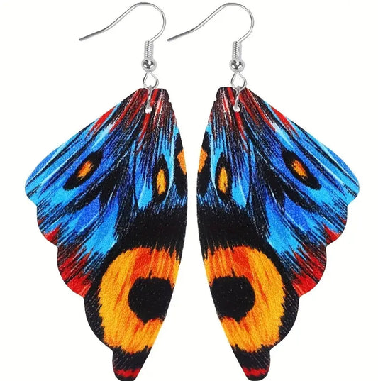 Pu Leather Butterfly Wing Dangle Earrings Pattern 8