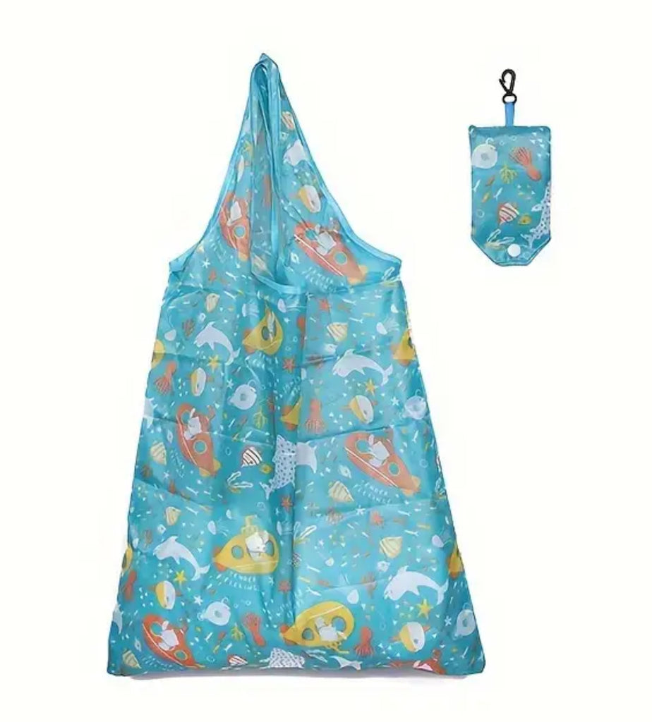 Beach Themed Reusable Tote Bag With Carrying Case