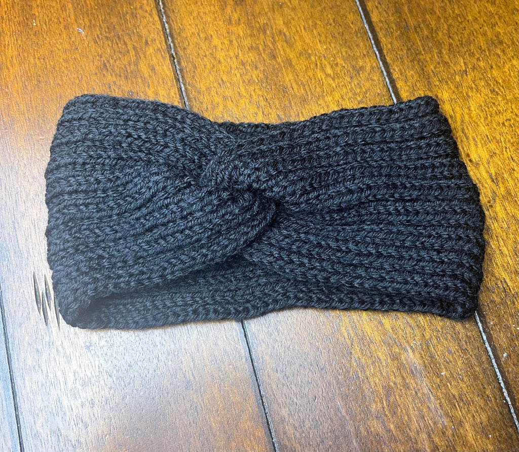 Black Winter Knit Headband Ear Warmer