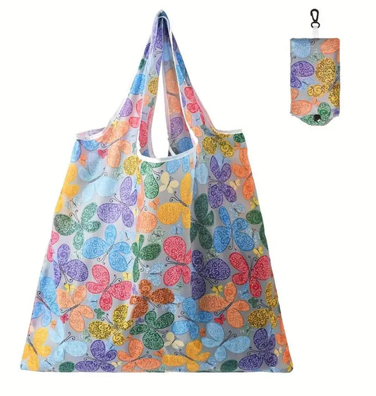 Colorful Butterflies Reusable Tote Bag With Carrying Case!