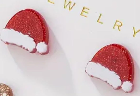 Acrylic Santa Hat Earrings