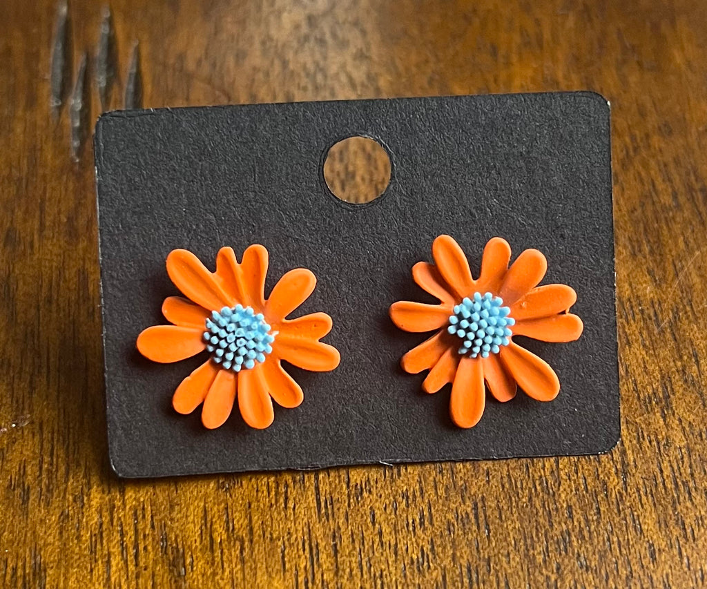 Orange Flower Studs