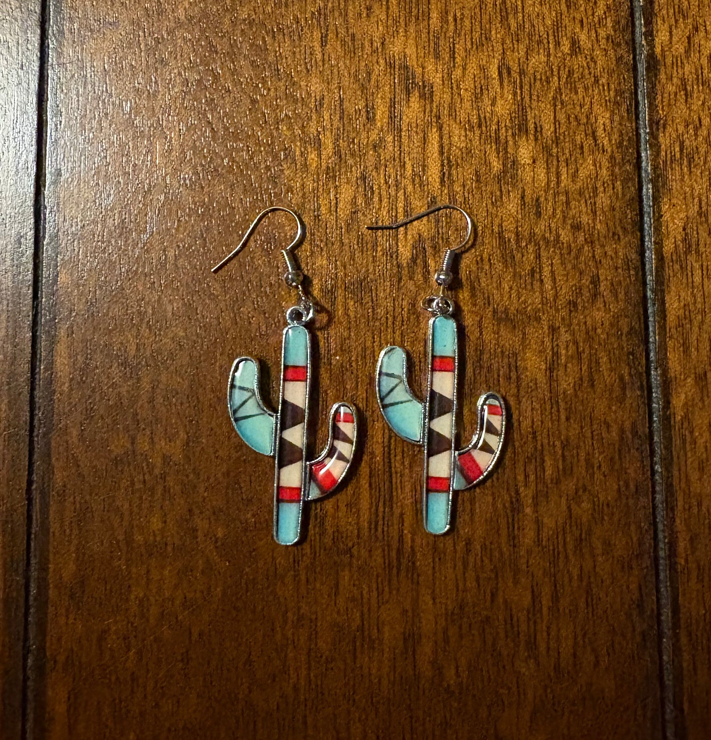Aztec Cactus Dangle Earrings