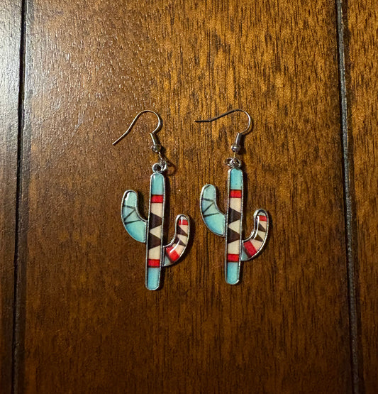 Aztec Cactus Dangle Earrings