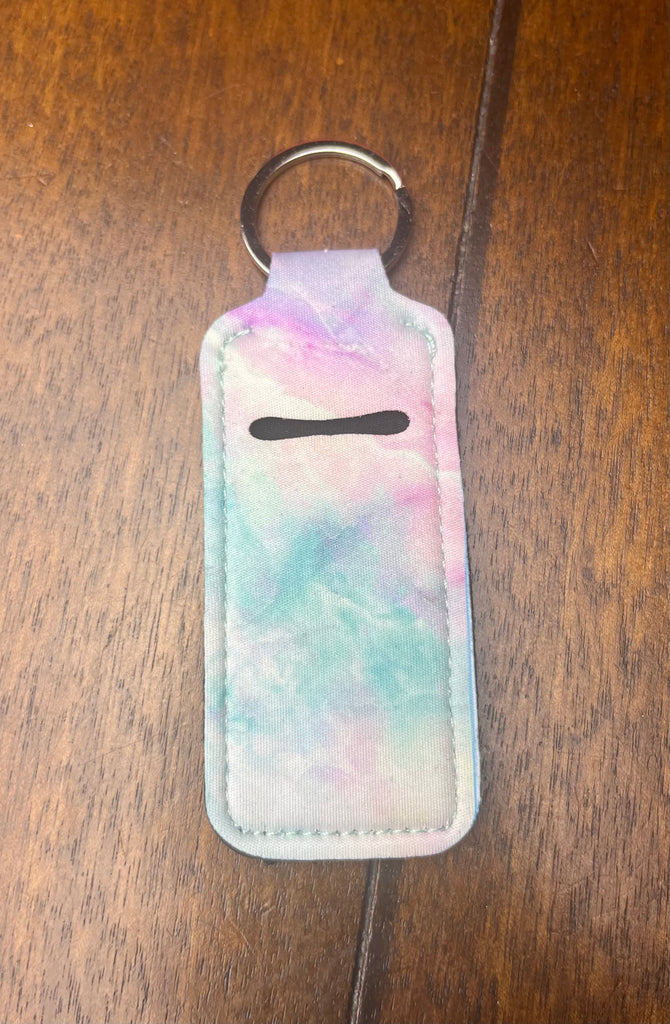 Tie Dye Swirl Chap Stick Holder Keychain