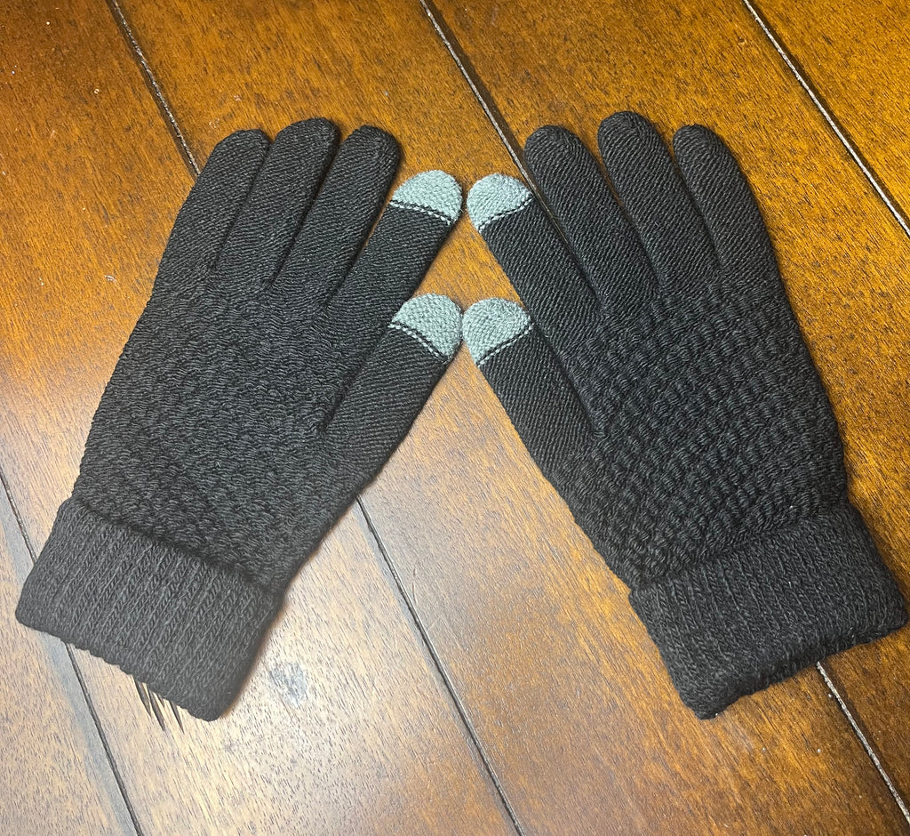 Solid Black Texting Gloves