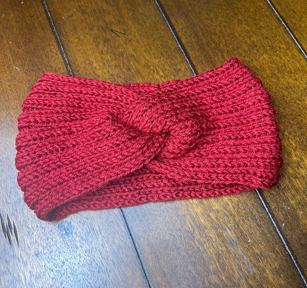 Red Winter Knit Headband Ear Warmer