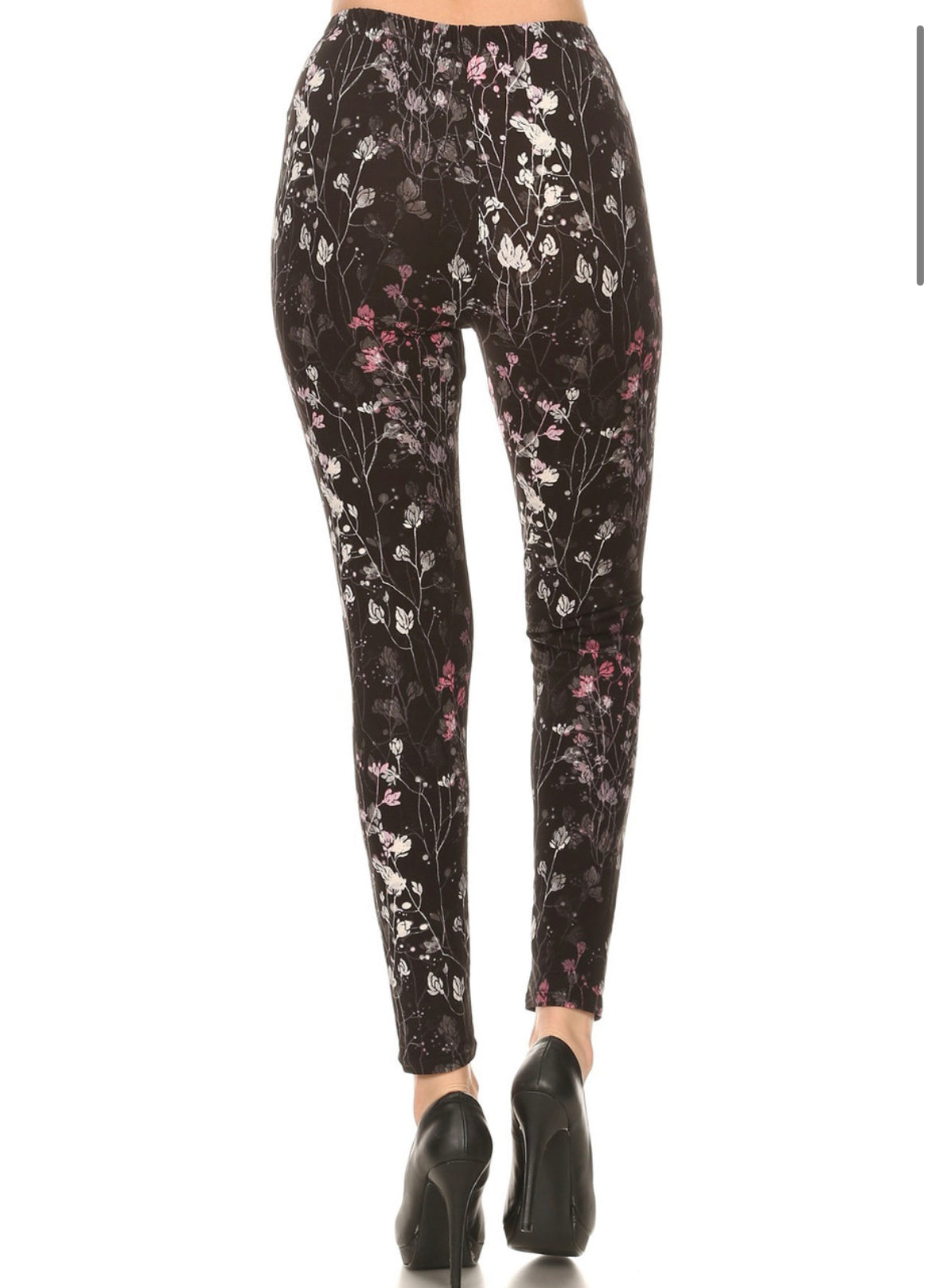 Buttery Soft Dainty Floral Blossom High Waisted Leggings - Reg. One Size