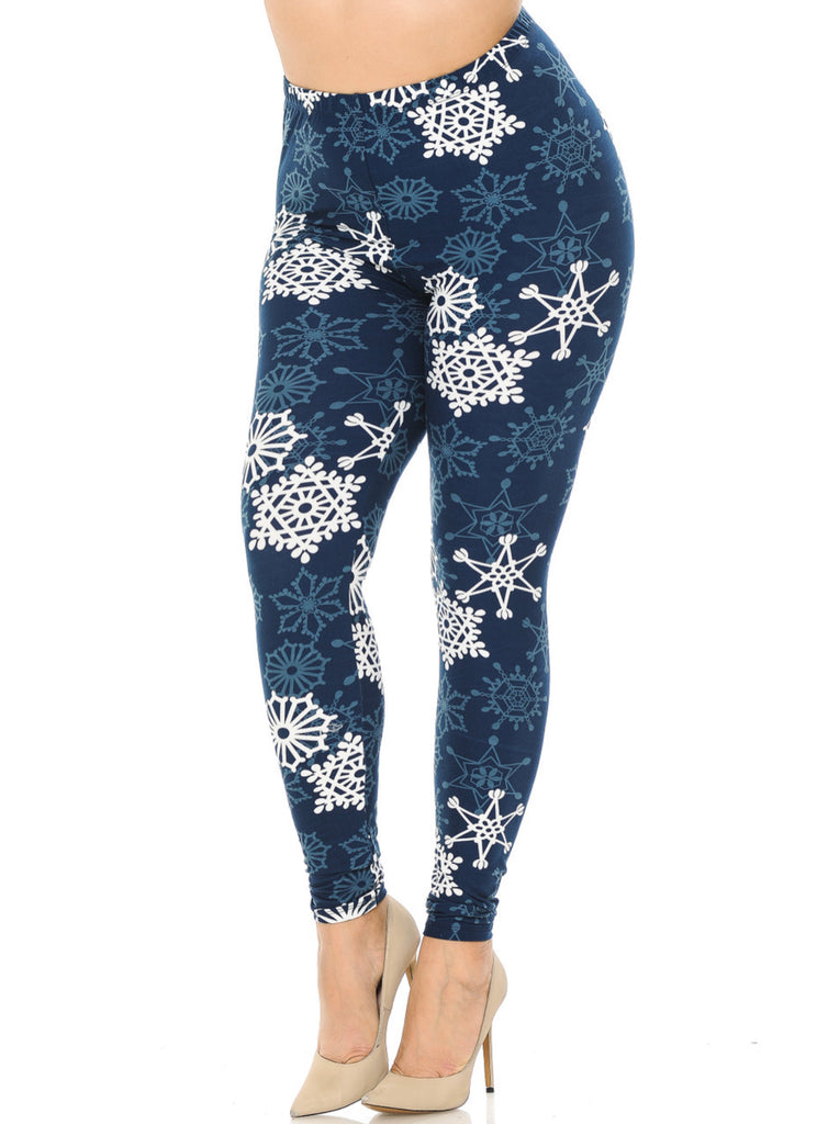 Buttery Soft Gorgeous Snowflake Leggings - Plus Size