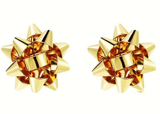 Golden Christmas Bow Earrings