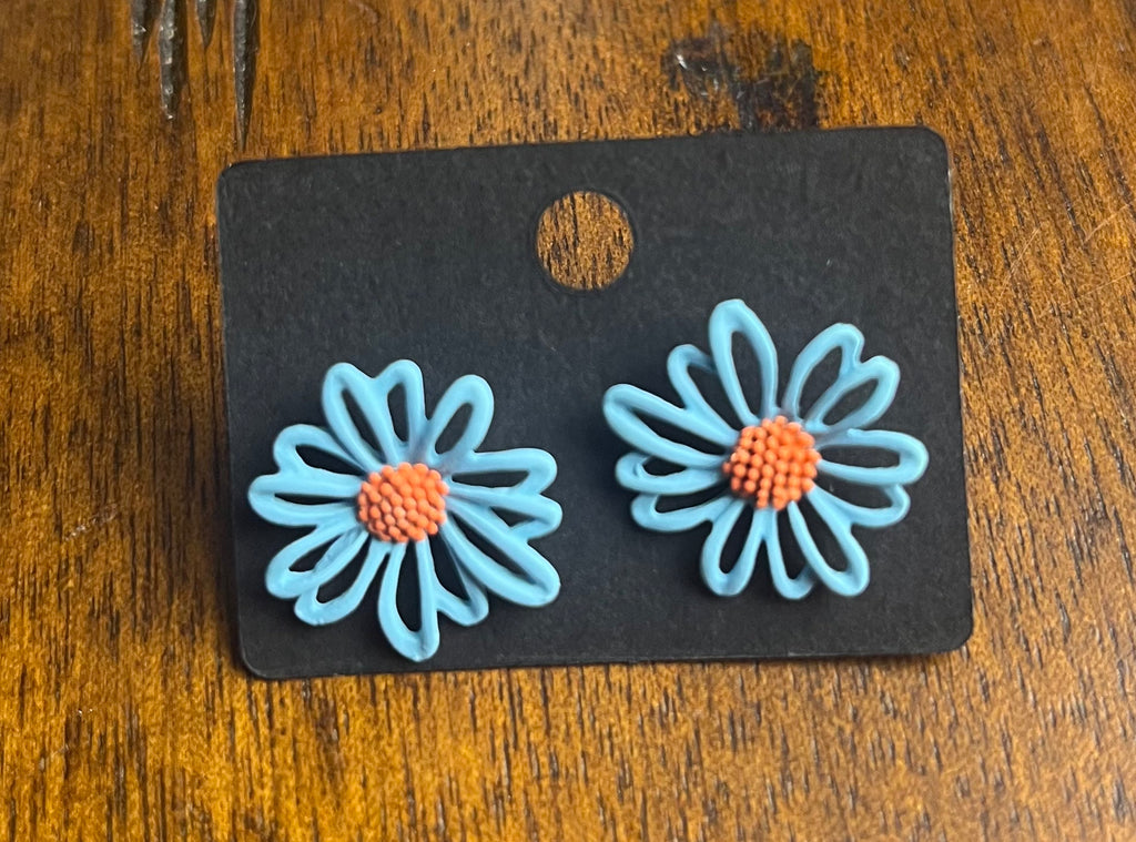 Blue Flower Studs