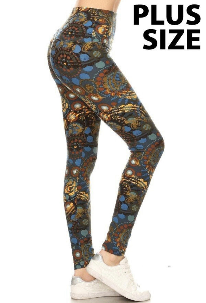 Buttery Soft Smooth Paisley Mandala Layer High Waisted Legging - Plus Size