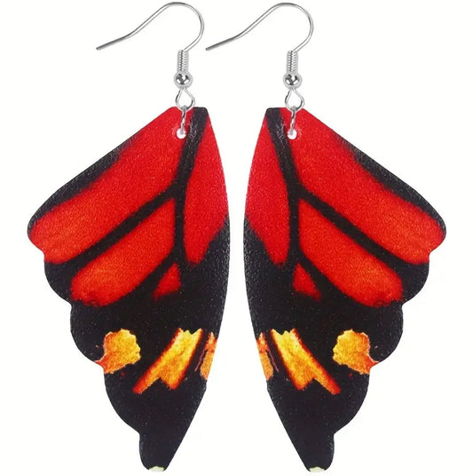 Pu Leather Butterfly Wing Dangle Earrings Pattern 7