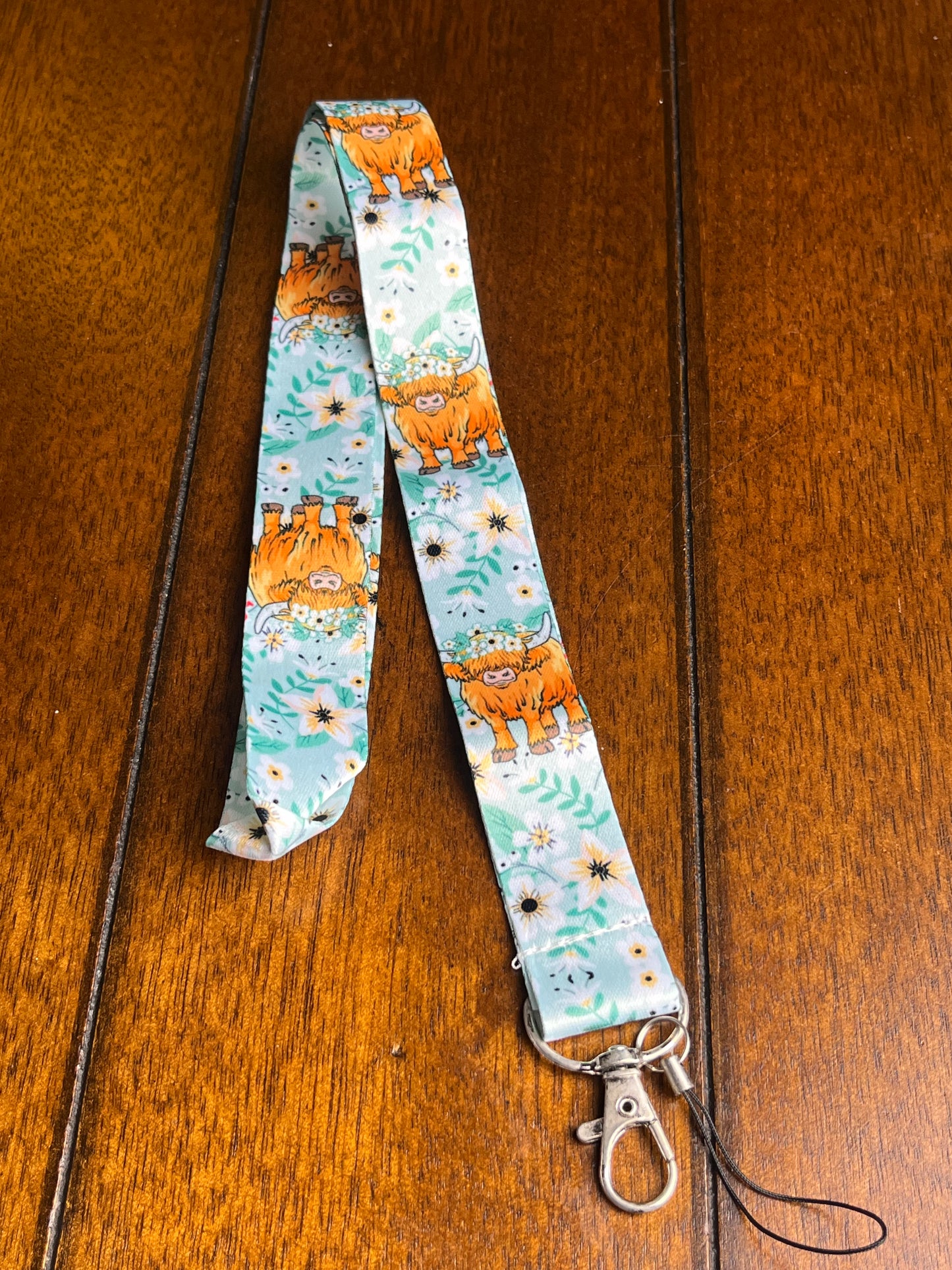Highland Cow Lanyard Keychain