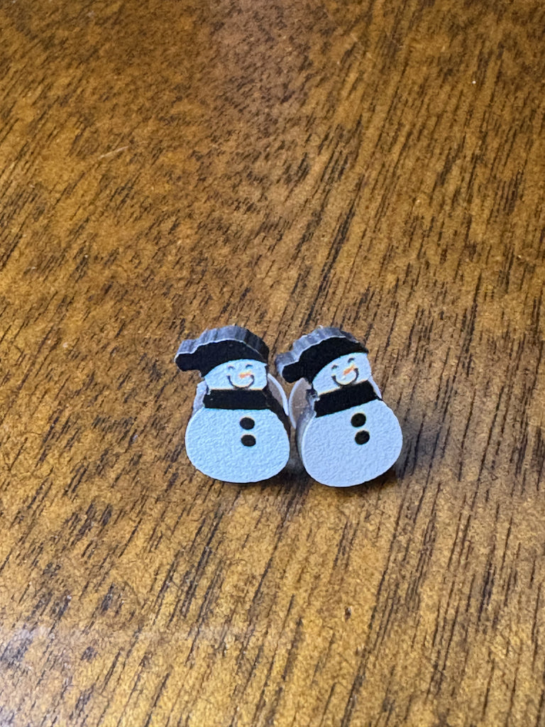 Snowman Stud Christmas Earrings