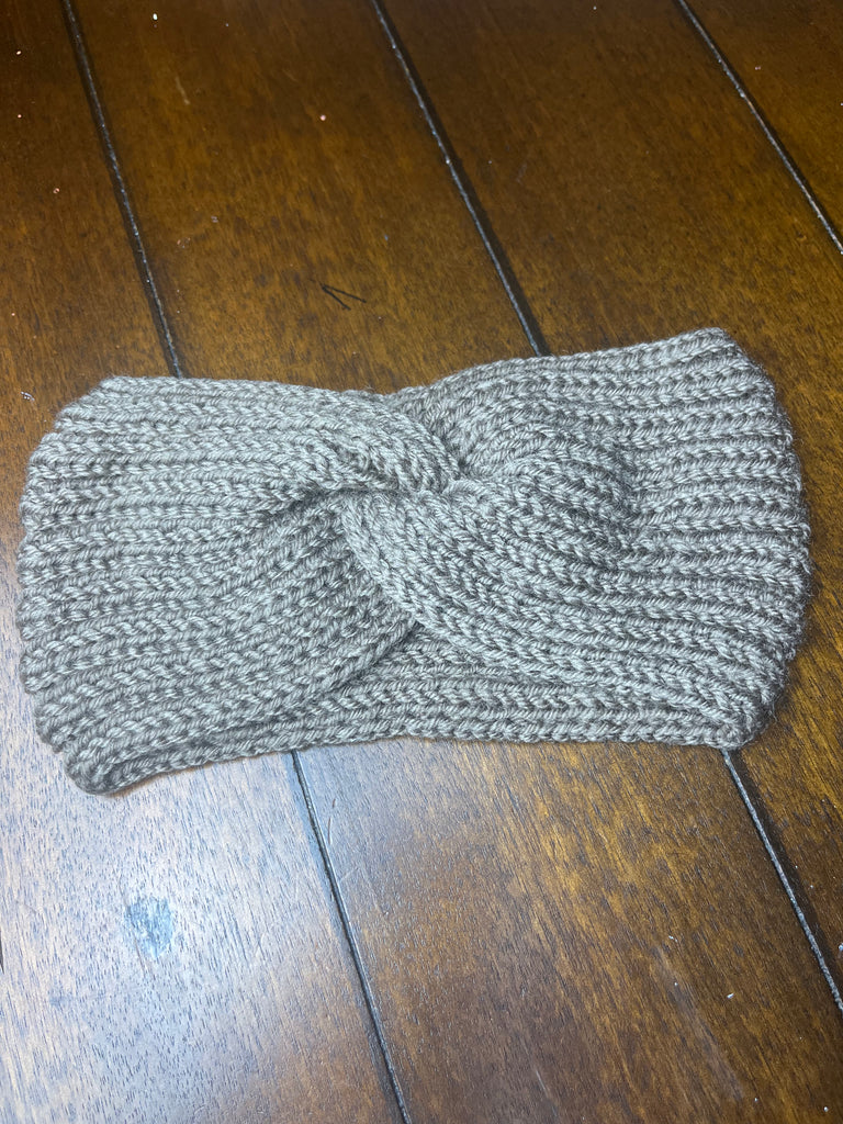 Grey Winter Knit Headband Ear Warmer
