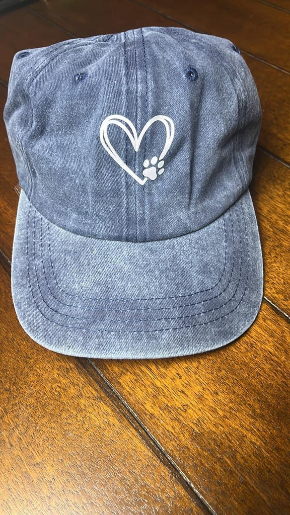 Blue Paw/Heart Baseball Cap