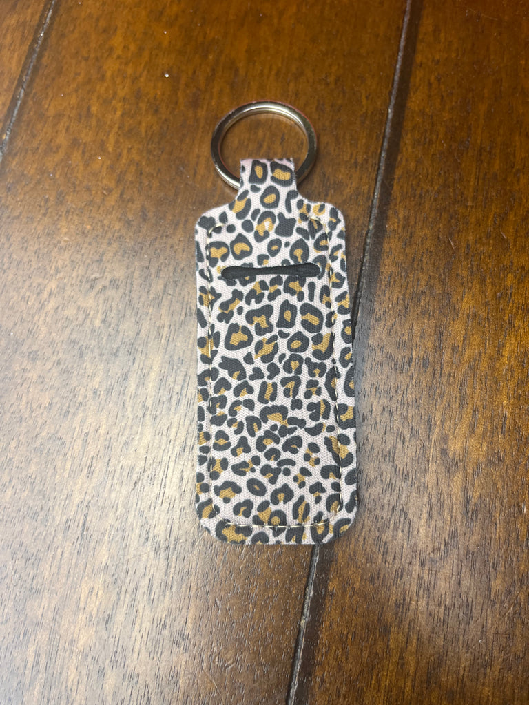 Leopard Chap Stick Holder Keychain