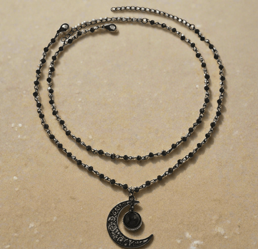 Gothic Black Moon Pendant Necklace - Shear Xcitement Boutique