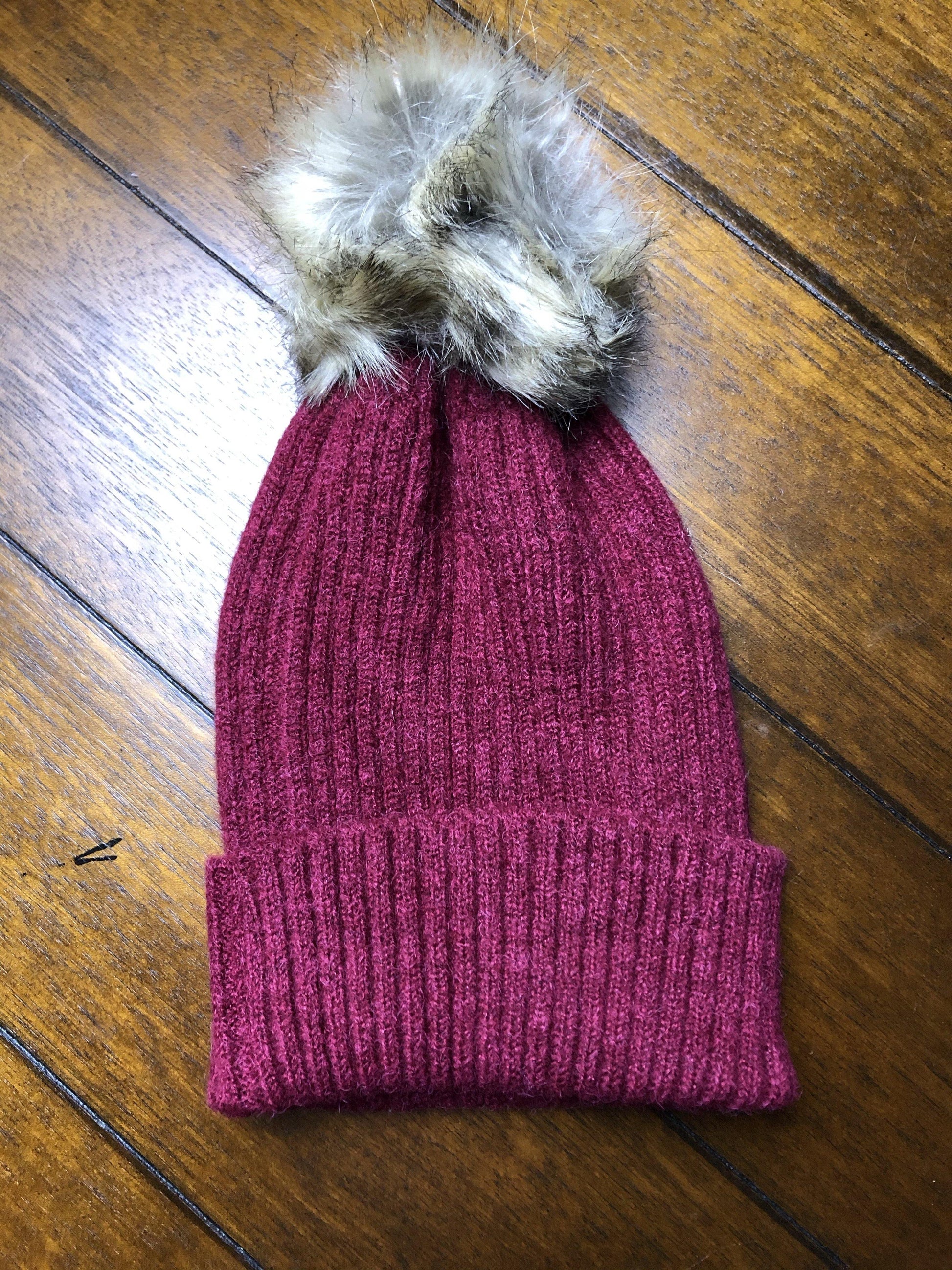 Pom Pom Hat - Burgundy - Shear Xcitement Boutique