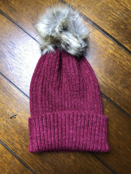 Pom Pom Hat - Burgundy - Shear Xcitement Boutique