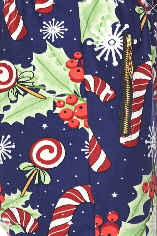 Buttery Soft Candy Cane Joggers - Regular One Size