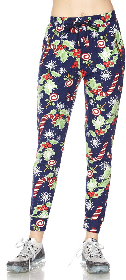 Buttery Soft Candy Cane Joggers - Regular One Size