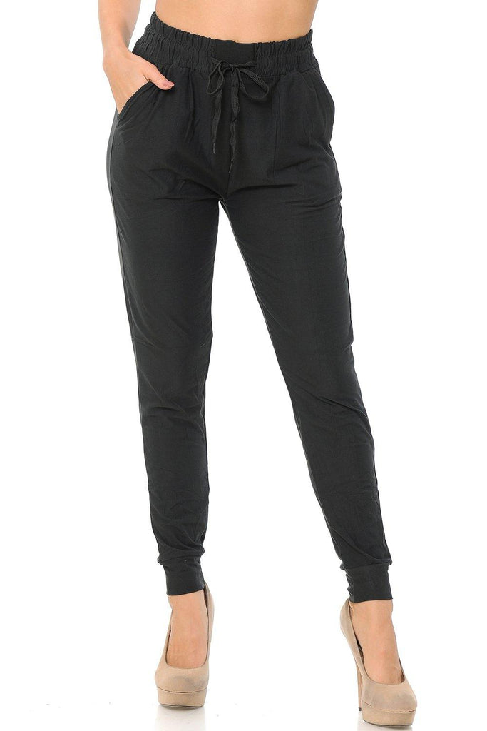 Buttery Soft Solid Basic Women's Joggers - Black - Shear Xcitement Boutique