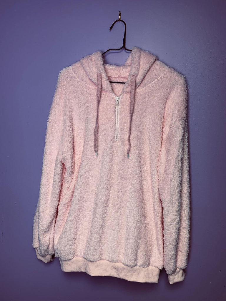 Sherpa Sweater - Hooded With Pockets (Pink) - Shear Xcitement Boutique