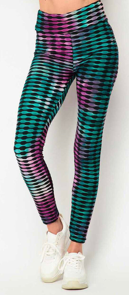Purple And Teal Butt Scrunch Leggings - Large/XL
