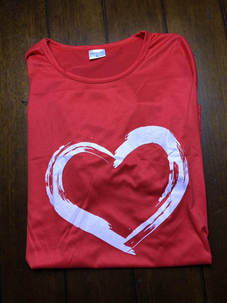 Cute Heart Graphic Tee- Red - Shear Xcitement Boutique