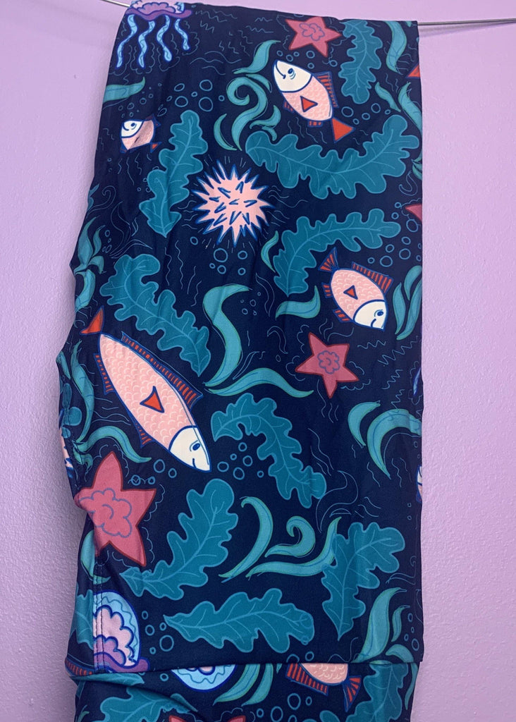 Buttery Soft Sea Life Design With Yoga Waist Legging - Shear Xcitement Boutique