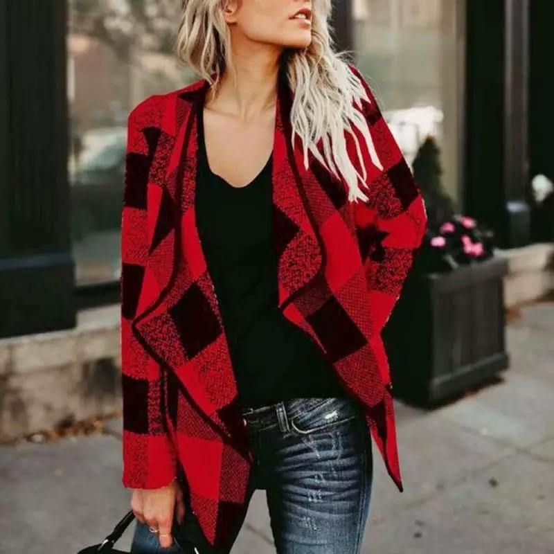 Red & Black Plaid Long Sleeved Jacket - Shear Xcitement Boutique