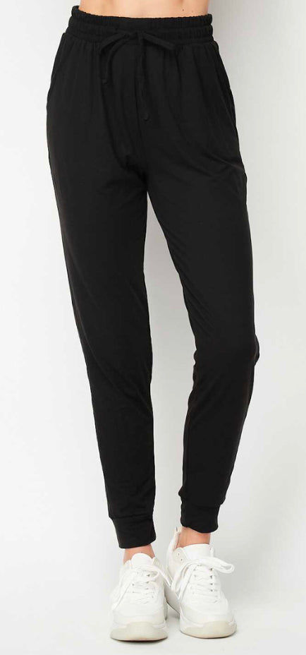 Buttery Soft Solid Black Joggers- 1XL