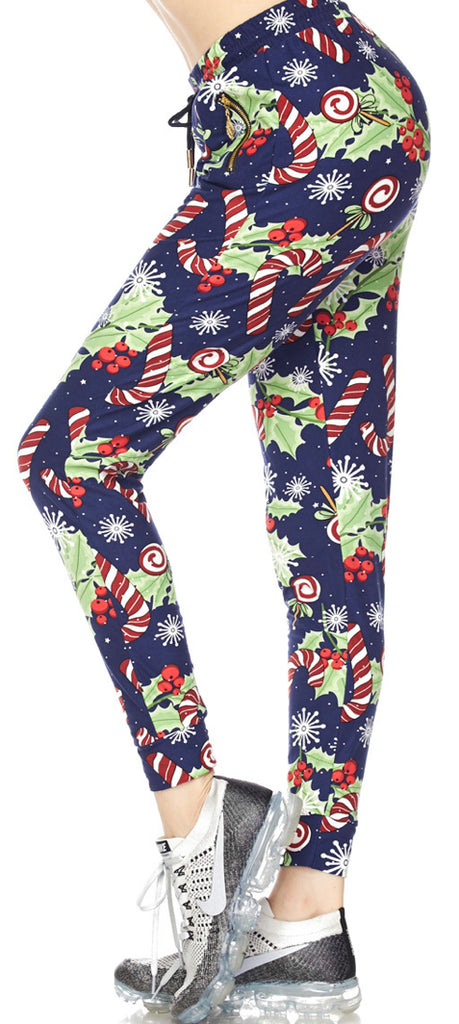 Buttery Soft Candy Cane Joggers - Regular One Size