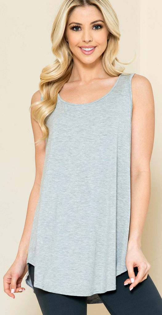 Solid Grey Loose Fit Tank Top - Large/XL